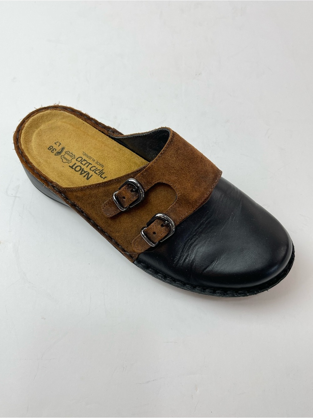 Naot Leilani Clog Womens Black Raven Seal Brown Suede Leather Comfort US 7 EU 38